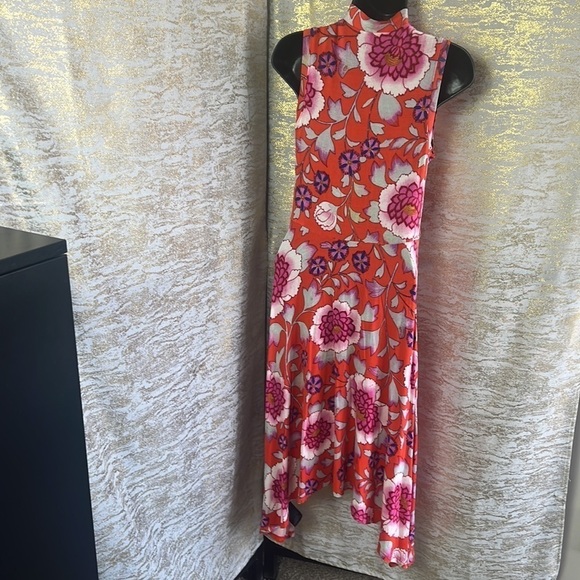 Anthropologie Maeve Cleary Bright Pink Floral Sleeveless Dress Size X-SMALL - Picture 11 of 17